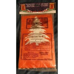 Vtg Luminaria Kit Bags & Candles Christmas Decor Red & White Tree NOS